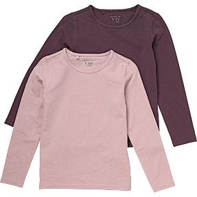 VRS børne 2-pak bluse str. 110/116 - rosa/bordeaux