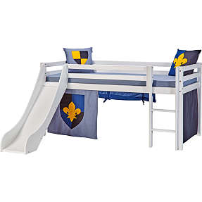 Spiloppe halvhøj seng 90x200 cm - hvid og blå