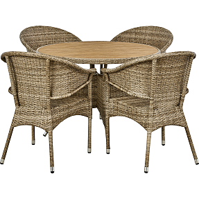 Kos havemøbelsæt med 4 stole - natur