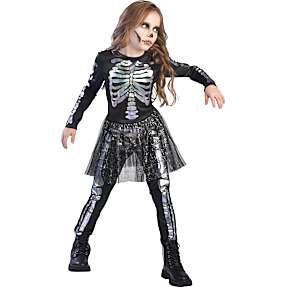 Halloween glam skelet kostume str. 128