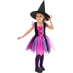 Halloween pink heks kostume str. 104