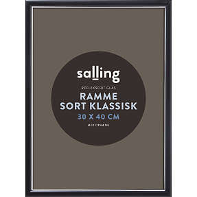 Klassisk sort ramme m. refleksfrit glas - 30x40 cm