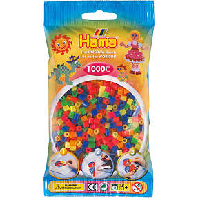 Hama rørperler 1000 stk. - miksede neonfarver