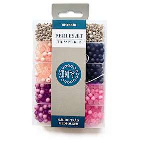 Perlesæt - lyserød