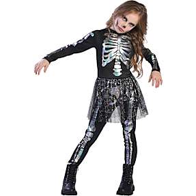 Halloween glam skelet kostume str. 116