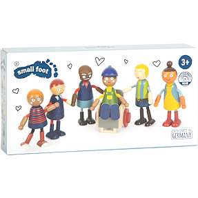 Small Foot dukkefamilie i træ med rullestol