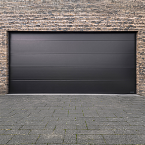 Garageport panel  med motor - sort