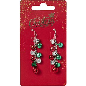 CBYH dame jule øreringe med bjælder - multifarvet