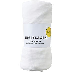 BASIS jersey stræklagen 180x200x35 cm - hvid