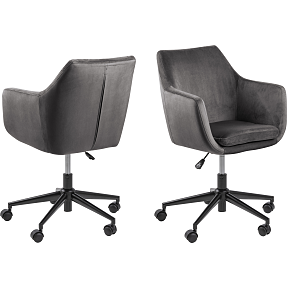 Nora kontorstol - grå velour