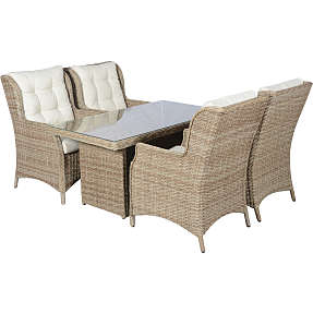 Vila Gotland havemøbelsæt med 4 høje stole - natur