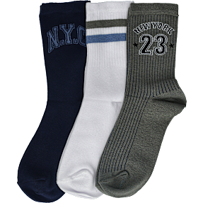 VRS 3-pak børne strømper str. 35-37 - grøn/hvid/blå