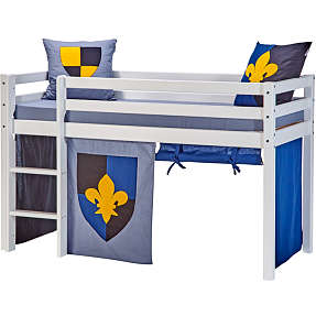 Spiloppe halvhøj seng 70x160 cm - hvid og blå