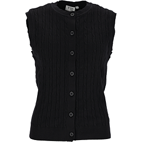 VRS dame kabelstrikket vest str. S - sort