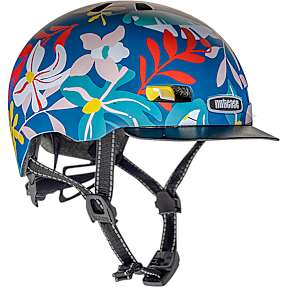 Nutcase cykelhjelm - blå m. blomster