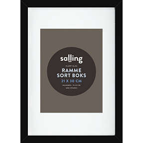 Sort passepartout ramme m. glas - 21x30 cm