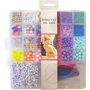 Perleæske farve og perle mix - stor