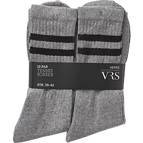 VRS herre 10-pak tennisstrømper str. 43/46 - grå