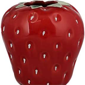 Keramik jordbærvase H: 11 cm - rød