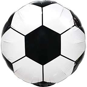 Folieballon Fodbold Ø: 35 cm - Sort/Hvid