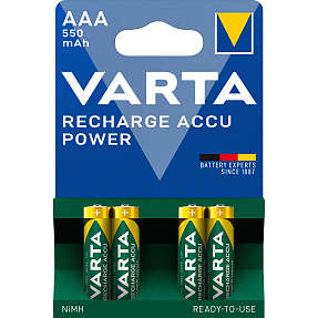 Varta Recharge Accu Power 4-pak AAA 550mAh genopladelige batterier