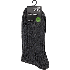 VRS herre 2-pak strømper str. 43/46 - grå