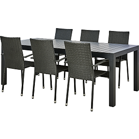 New Haven havebordssæt m. 6 Mallorca stole - sort