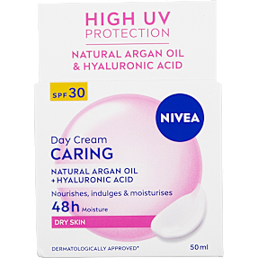 Caring dagcreme m. arganolie og hyaluronsyre m. solfaktor 30 tør hud