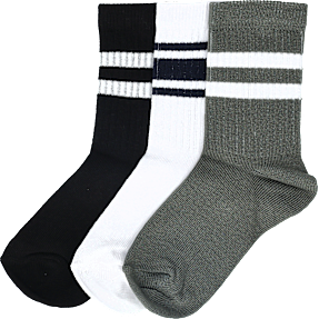 VRS børne 3-pak strømper str. 31/34 - grøn/hvid/sort