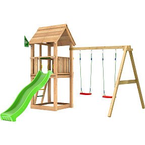 Club legetårn inkl. gynger og grøn rutschebane