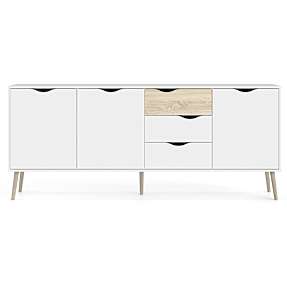 Dalta skænk med 3 låger og 3 skuffer - hvid