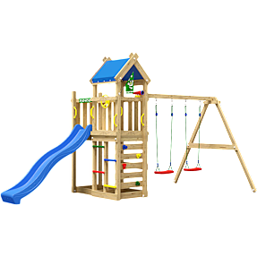 Jungle Gym Nomad legetårn med blå rutsjebane