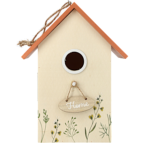 Fuglehus i træ 21,5 cm - flere varianter - assorteret