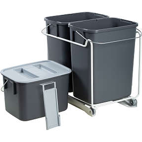 NORDISKA PLAST affaldssorteringssæt 3 stk. - grå