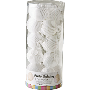 Lyskæde 20 LED rispapirlamper 10,75 meter MÅL- hvid