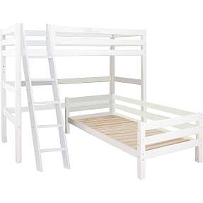 Hoppekids ECO Luxury vinkel køjeseng med skrå stige 90x200 cm - hvid