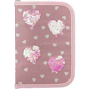 Danpen penalhus med indhold - lyserød med hjerter