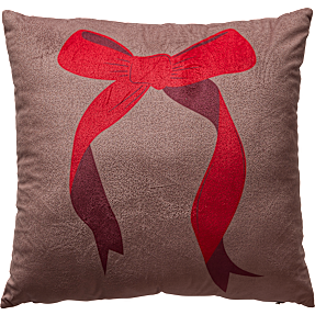 Julefryd pyntepude - velour sløjfeprint