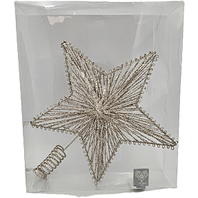 Metaltopstjerne med glimmer H: 29 cm - champagneguld