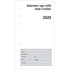 Kalender 2025 m. huller - hvid