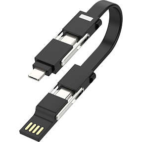 Sinox USB-A/USB-C til USB-C/Micro/IOS kabel - sort