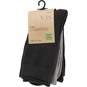 VRS børne 5-pak strømper str. 26/30 - multifarvet