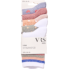 VRS børne 5-pak glimmerstrømper str. 26/30 - printet