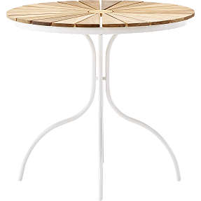 Kerteminde teak cafébord Ø80 cm, hvidt stel