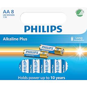 Philips Alkaline Plus AA batterier 8-pak