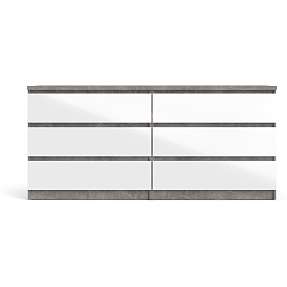 Naia kommode med 6 skuffer - betonlook og hvid