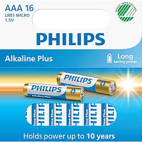 Philips Alkaline Plus AAA batterier 16-pak