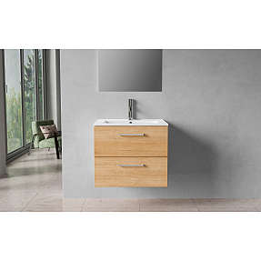 Milano badskab med vask - træ look