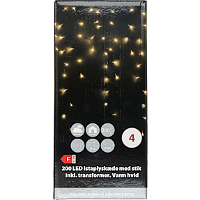 Istaplyskæde med 200 LED - varm hvid