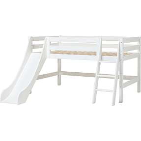 Hoppekids ECO Luxury halvhøj seng med rutsjebane og skrå stige 90x200 cm